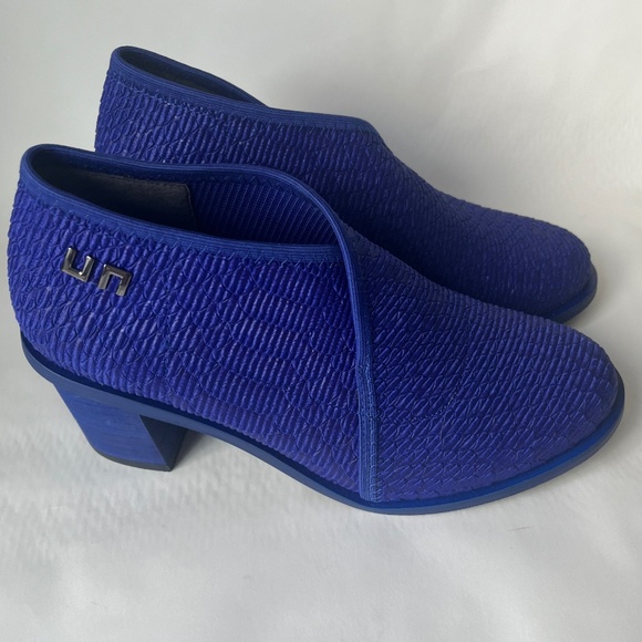 United Nude Fold Blue Marine Python Block Heel Leather Casual Booties 7 - Picture 5 of 15